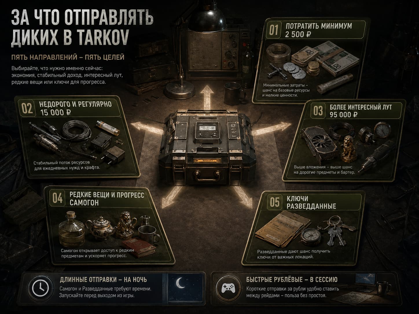 За что лучше отправлять Диких в Tarkov в зависимости от цели